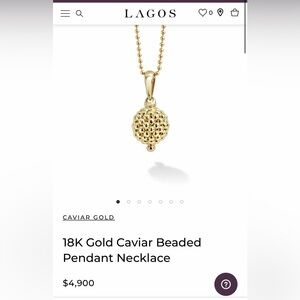LAGOS 18k Gold Caviar Beaded Pendant Necklace